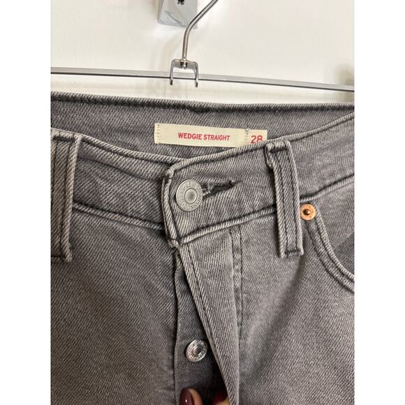 Levi's Jeans Womens 28 Cosmic Comet Gray Wedgie Straight High Rise Cotton Blend - Picture 3 of 5
